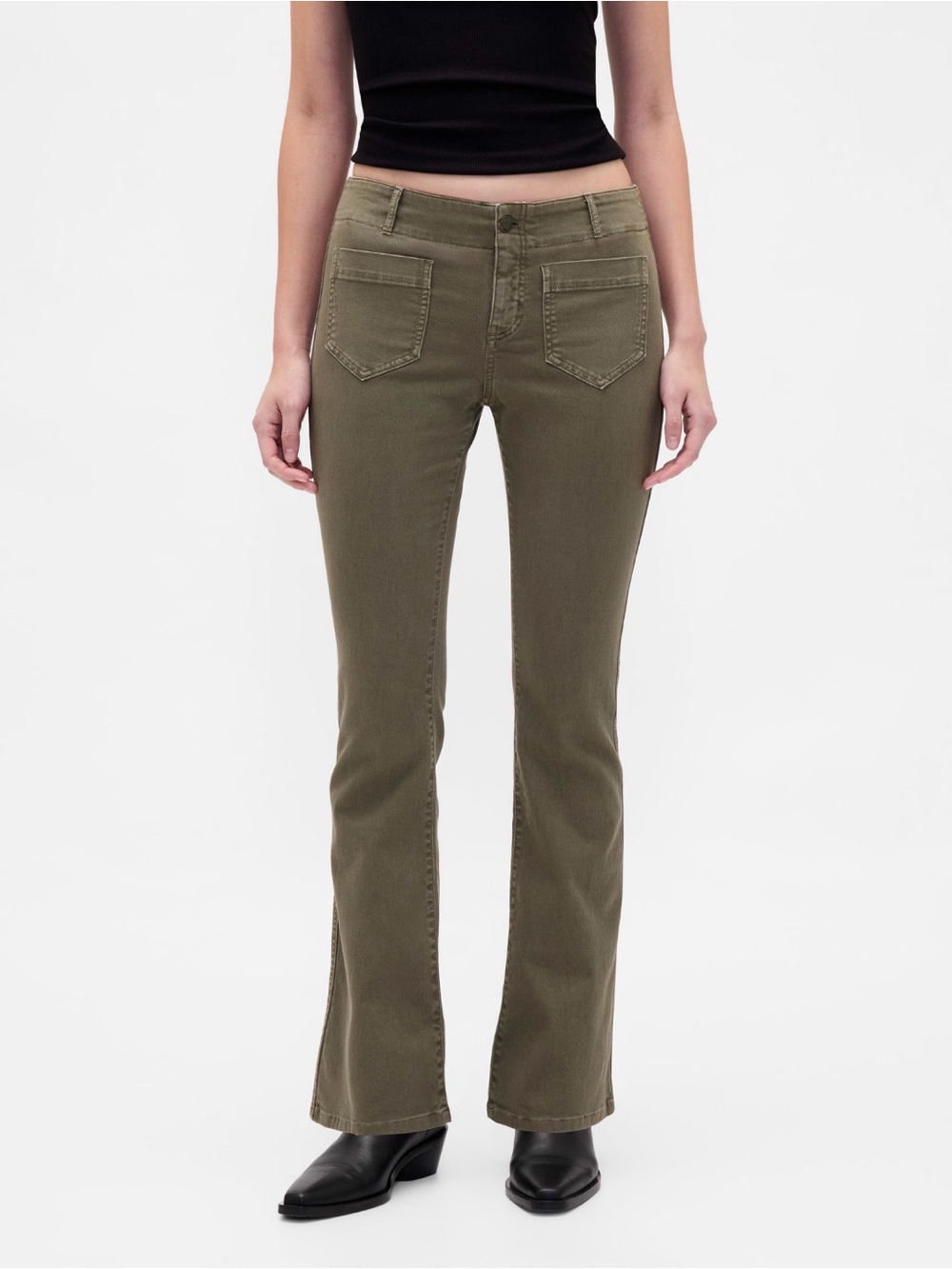 New GAP Olive Women's Long and Lean Jeans - Classic Low Rise Cotton Twill $79